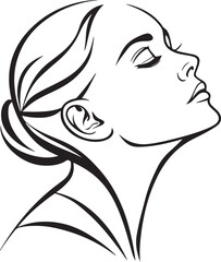 Minimalist Line Art of a Woman’s Face in Profile with Abstract Geometric Background