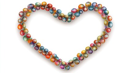 Obraz premium Colorful heart shape formed by many small, patterned spheres