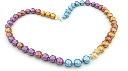 Multi-colored beaded heart-shaped necklace