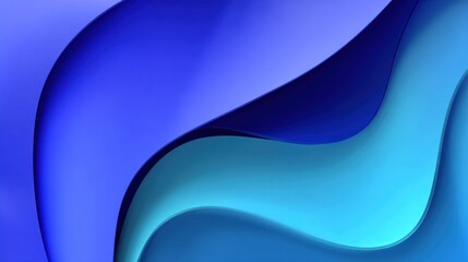 Abstract design with overlapping, layered shapes in shades of blue.