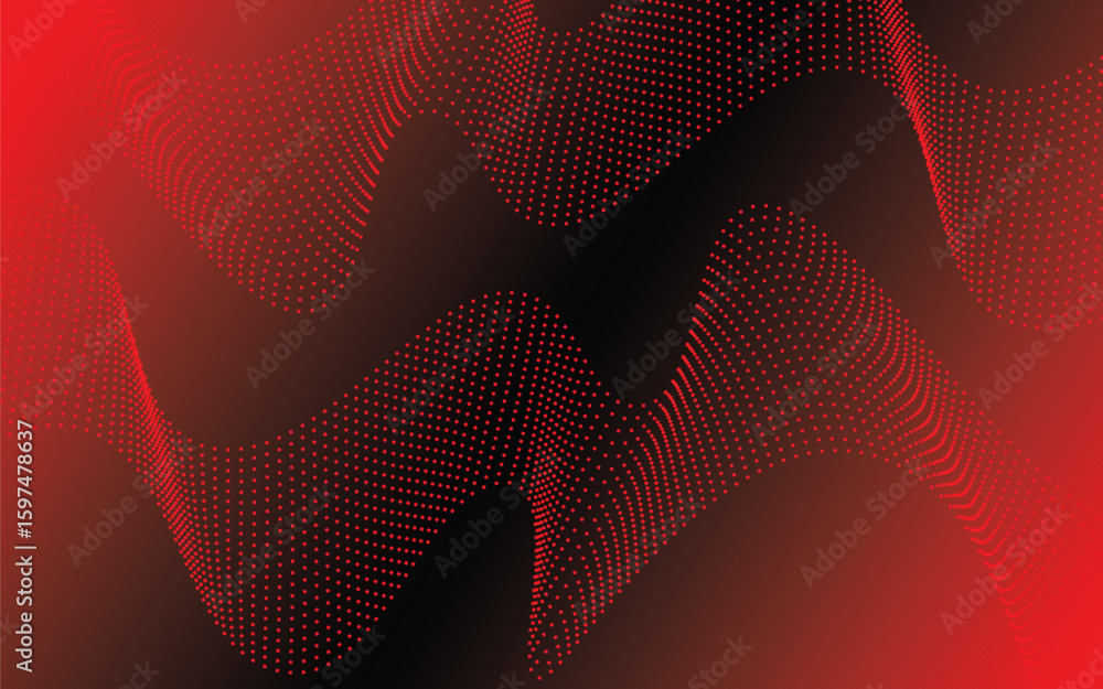 Poster 3d halftone red flow background. futuristic red halftone flow with depth effect and gradient shadows