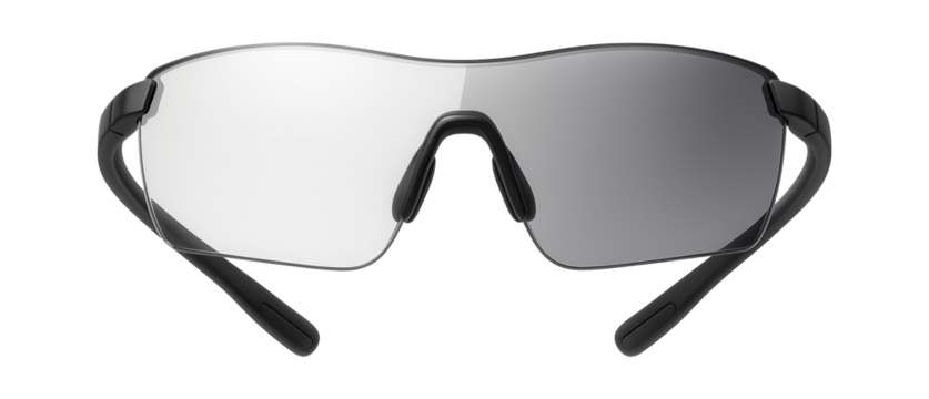 Photochromic sports glasses with frameless design and flexible temples