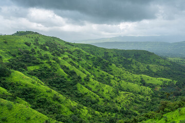 Tranquil nature landscape, serene environment, hills of Sahayadri, during monsoon season, nature...