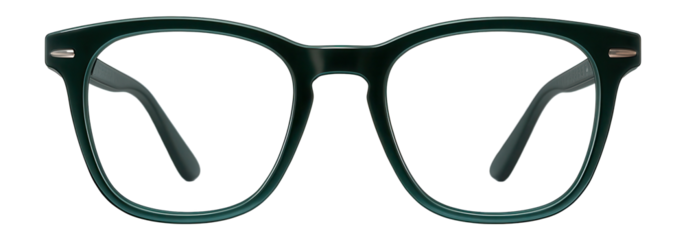Wayfarer-style blue light glasses with dark green gradient frames