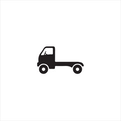 Black silhouette of a small delivery truck chassis on a white background vehicle transport