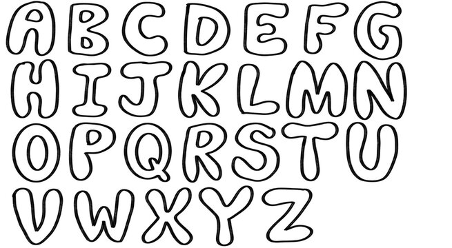 Bubble Letters Alphabet: Uppercase, Outlined