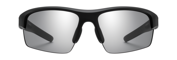 Wraparound sports sunglasses with mirrored lenses and rubberized nose pads