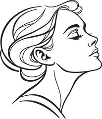 Minimalist Line Art of a Woman’s Face in Profile with Abstract Geometric Background