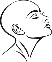 Minimalist Line Art of a Woman’s Face in Profile with Abstract Geometric Background