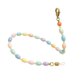 Beaded glasses chain with multi-color pastel stones for a playful look
