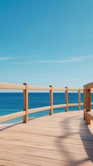 Fototapeta premium Stylized boardwalk with bold lines and contrasting colors.