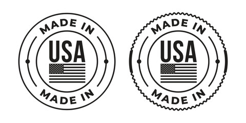 Made in USA Product Label with American Flag Vector Set