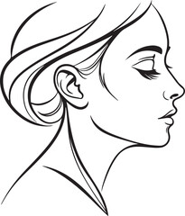 Minimalist Line Art of a Woman’s Face in Profile with Abstract Geometric Background