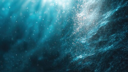 Abstract underwater scene with light and bubbles.