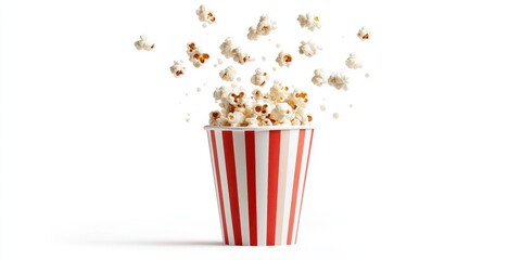 popcorn flying on white background