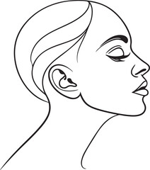 Minimalist Line Art of a Woman’s Face in Profile with Abstract Geometric Background