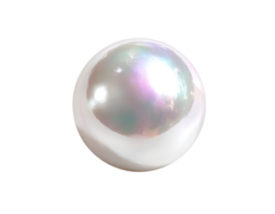 Flawless White Pearl with Soft Glowing Luster Isolated on Transparent Background PNG