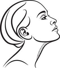 Minimalist Line Art of a Woman’s Face in Profile with Abstract Geometric Background