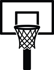 Silhouette Basketball hoop with net and backboard vector Illustrator
