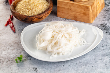 Boiled asian rice pho noodles