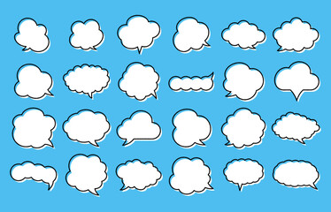 Hand drawn speech Bubble set. Talk bubbles. Cloud speech bubbles collection. Vector illustration