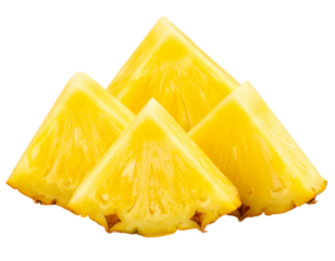 Fresh Pineapple Chunks Isolated on Transparent Background PNG