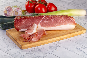 Dry parma pork meat piece