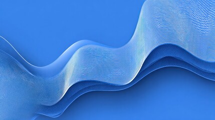 Abstract design with layered, wavy, blue lines.