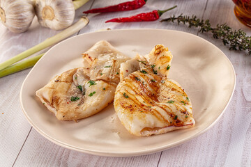 Fresh grilled calamari with herbs