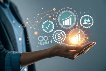 Futuristic digital technology and business growth concepts