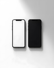 Two Smartphones in Minimalist Setting With White Background