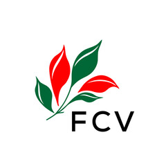 FCV Modern Abstract Leaf Logo Design – FCV Later Logo, Red and Green Nature-Inspired Brand Icon
