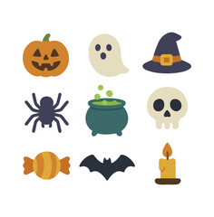 Spooky Halloween Icons Collection Featuring Classic Holiday Symbols