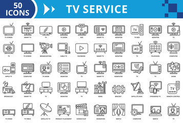 Tv service icon set collection vector illustration