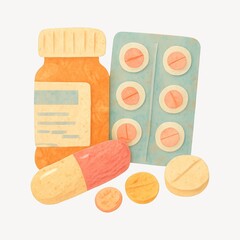 Colorful medication illustration design.