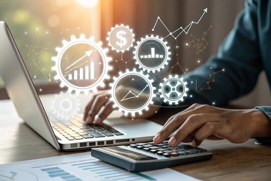 Business growth and financial analysis with data visualization