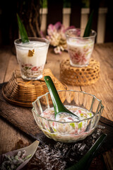 Lod chong in coconut milk, dessert of Thailand