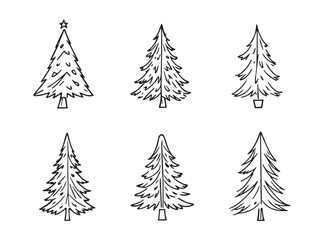 christmas fir tree vector outline