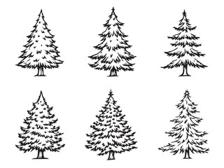christmas fir tree line art