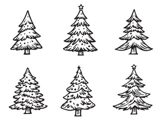 Fototapeta premium christmas fir tree simple sketch
