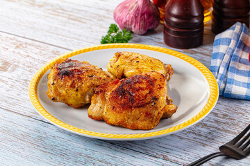 Roasted chicken thighs with spices