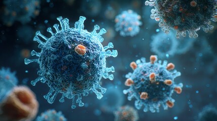 Obraz premium Stunning Microscopic View: Cellular Structures in Vibrant Blue