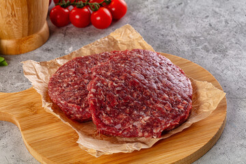 Raw beef burger cutlet for grill