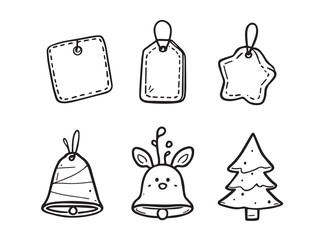 christmas gift tag contour drawing