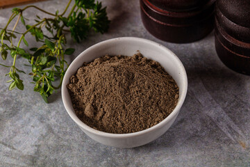 Ground dry black pepper powder