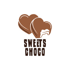 Sweets Chocolate Logo for candy branding, dessert label, gourmet confectionery or sweet food packaging. Vector illustration.