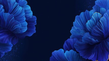 Deep blue floral design with textured petals.