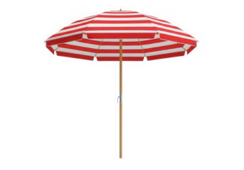 Red striped beach umbrella parasol sunshade summer isolated on transparent background