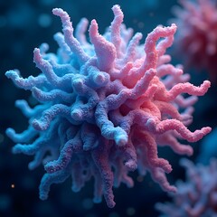 Obraz premium Colorful Coral Reef Underwater Scene with Pink and Blue Branching Coral