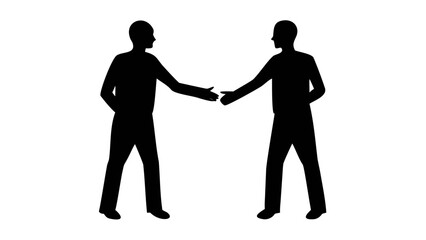Agreement in Silhouette: Two figures extending hands to each other in a gesture of agreement, symbolizing a partnership, a deal sealed, or a moment of unity.